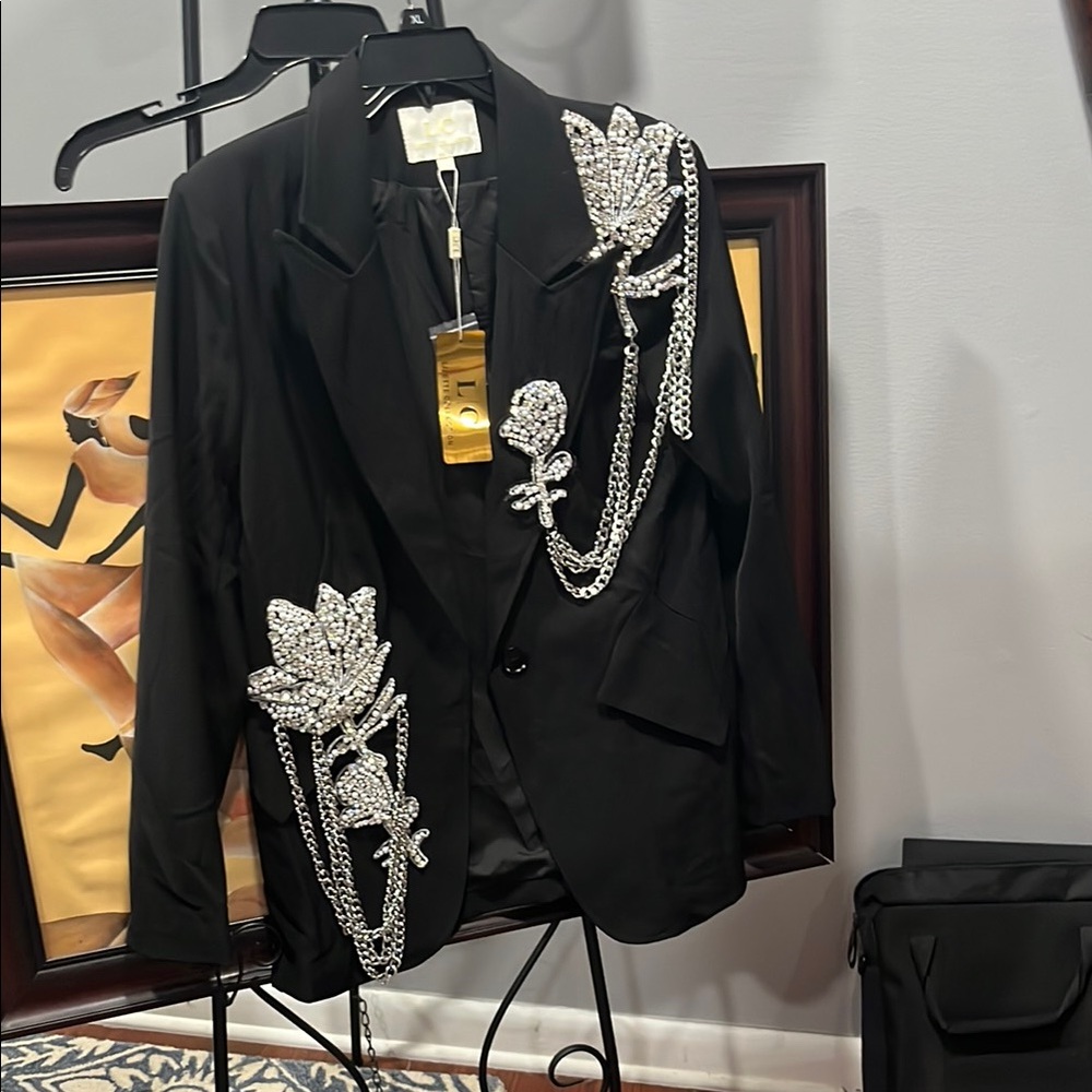LC Trendz Black and Silver Embellished Blazer